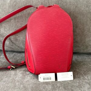 Authentic Louis Vuitton Mabillon Backpack M52237 red Epi leather PM